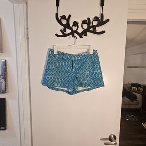 Alya Blue Lace Overlay High Waist Shorts Women’s Medium Festival Style